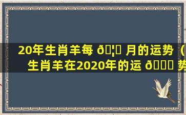 20年生肖羊每 🦊 月的运势（生肖羊在2020年的运 🐅 势以及注意月份）